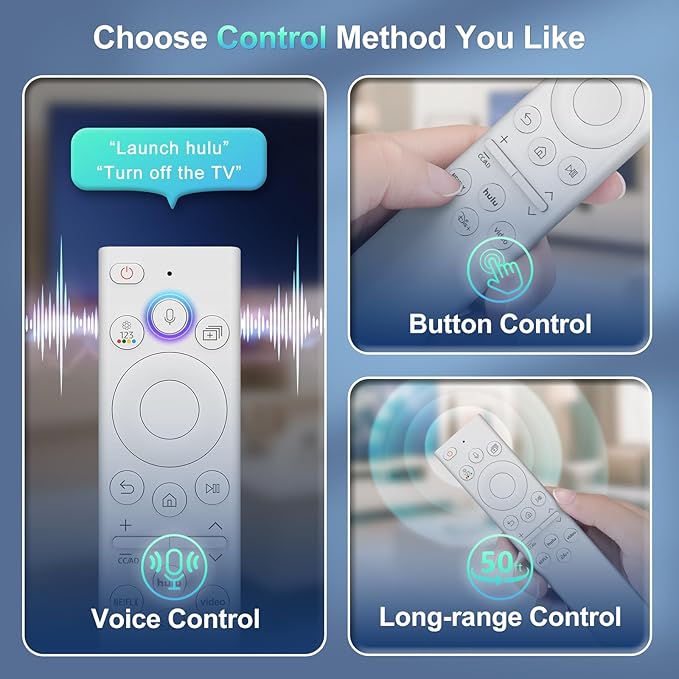 Replacement for Samsung TV Remote, for All 2018-2024 Samsung Remote Control for Smart TV with Voice Control. No Solarcell. 2-Year Warranty.