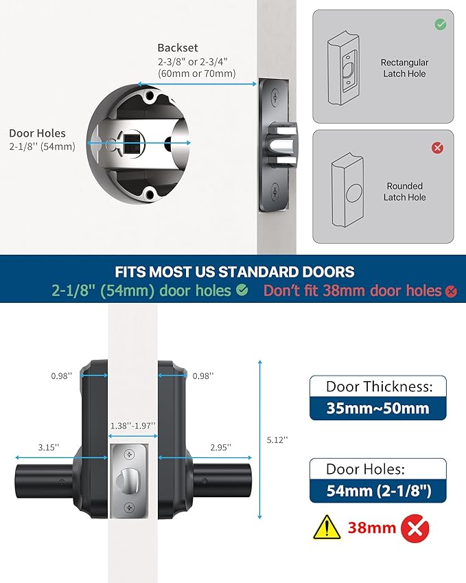 HIDALIFE Keyless Entry Door Lock with Keypad and Handle for Front Doors, Touchscreen, Anti-peep Password, Auto-Locking, Satin Chrome