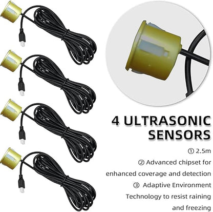 LCD Parking Sensor Kit - Displays Data on Original Screen, Easy Rear Installation, Compatible with CVBS Cameras (Not for AHD), 18 Probe Colors to Match Any Vehicle