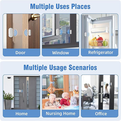 Door Chime,Sanjie WiFi Door Sensor Open Chime When Entering for Business/Home/Store/Office Alert Your Phone,Alarms for Kids Safety,500 FT Range,20 Ringtones,4 Sensors 1 Receiver