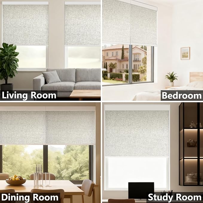Smart Motorized Blinds – 100% Blackout Roller Shades with Remote, Alexa/Google Home/Siri Control, Matter Compatible, Wireless Rechargeable Battery, Custom Sizes for Windows & Sliding Doors
