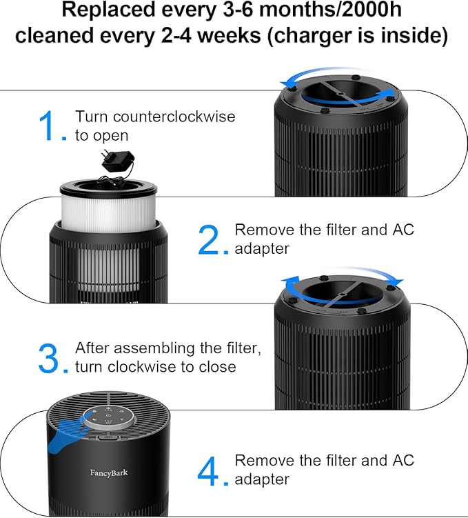 Air Purifiers for Home Bedroom Up to 1000 Ft², H14 True HEPA Room Air Purifiers for Bedroom With Sleep Mode Light Mode & Aroma Function Air Cleaner Smoke Odor Dust Pollen Pet Dander (Black)