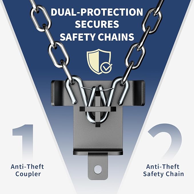 Trailer Lock Fits 2 5/16 Inch Couplers, Secures Safety Chains Anti-Theft Ball Hitch Lock, Pry-Resistant & Heavy-Duty Trailer Hitch Locks for RV | Cargo | Camper | Dump Trailer (Red)