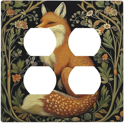 Fox Morris Plants Flowers Vine Colorful Floral Outlet Covers 2 Gang Double Duplex Decorative Light Switch Covers Electrical Wallplates Socket Faceplate For Bed Room Living Room Decor