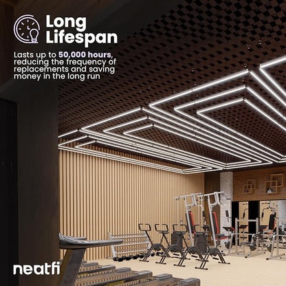 Neatfi LED Bright Garage Light, 52,800 Lumens, Ceiling Lighting for Auto Shops, Car Detailing, Gym, Basement, Warehouse, Barber and Beauty Salons (Cool White, 3 Rectangles with Hanging Kit)