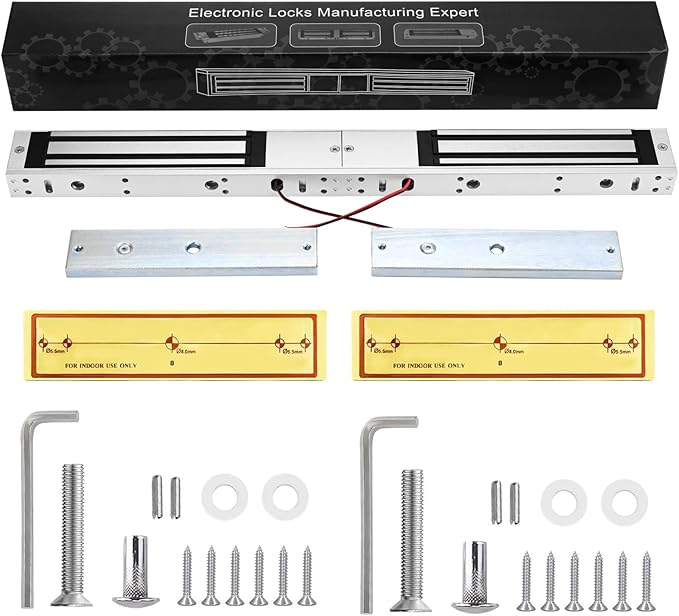 Dual Door Electromagnetic Lock 600lbs | 12V with LED Indicator | NO/NC Options | Fits Double Door Access Control with Z and L Bracket (Dual Door Magnetic Lock 600lbs+Z and L Aluminum Alloy Bracket)