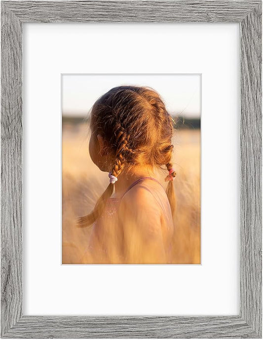 Golden State Art, 9x12 Picture Frame with Mat for 6x8 - High Definition Glass Wall Mounting Horizontal Vertical Display (Gray, 1 Pack)
