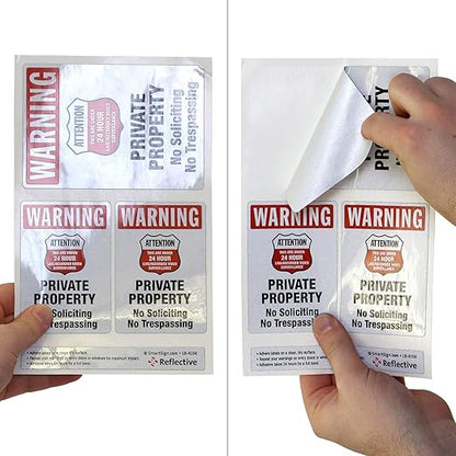 SmartSign Private Property No Soliciting No Trespassing Stickers/Labels, Pack of 3, EG Reflective Adhesive Decals, Easy Peel-Off, 7-Year Outdoor Life, Made in USA