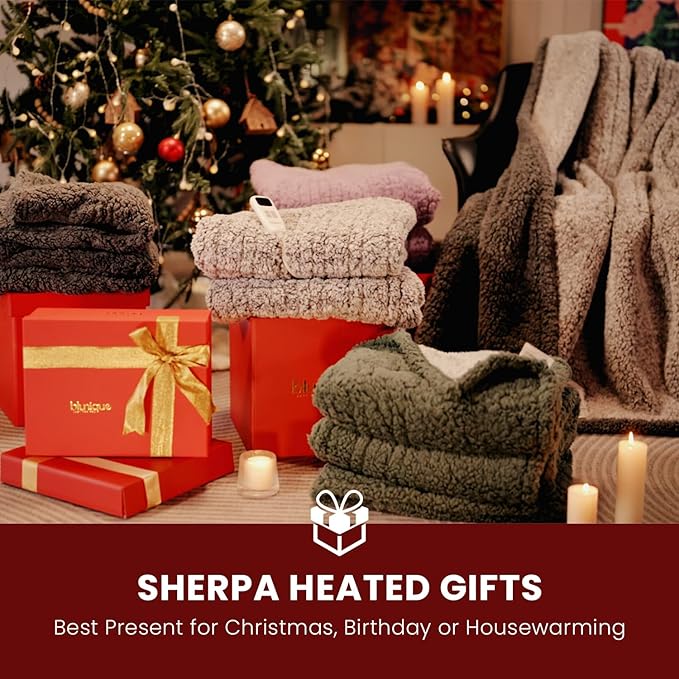 Heated Blanket Electric Blanket Twin - Fast Heating Blanket Throw Double Sided Sherpa Ultra Soft Cozy with 10 Heating Levels & 2-10 Hours Auto Off, Mashine Washable, 62 x 84 Inches, Grey Twin