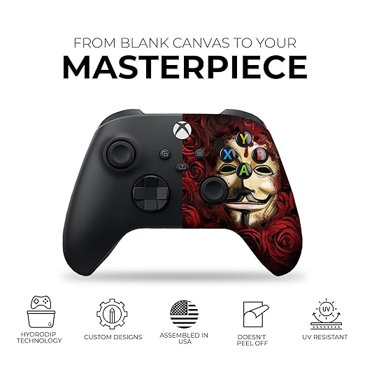 DreamController V For Venddeta Custom X-box Controller Wireless compatible with X-box One/Series X/S Proudly Customized in USA with Permanent HYDRO-DIP Printing(NOT JUST A SKIN) (MODDED)
