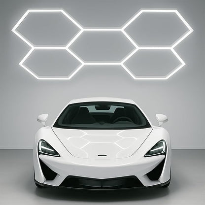 Neatfi LED Hexagon Garage Lights with 14,400 Lumens, 6500K, 192W, Hexagon Lights for Garage, Auto Shops, Car Detailing, Basements, Warehouses, Barber Shops, Beauty Salon, & Gym (5 Hex, Cool White)