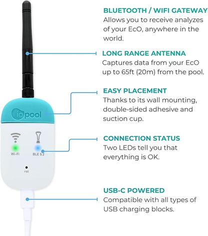 iopool Smart Water Monitor - Works for Saltwater, Chlorine & Bromine Pools, Hot Tubs, & Swim Spas - Gives Precise Dosage recommendations.