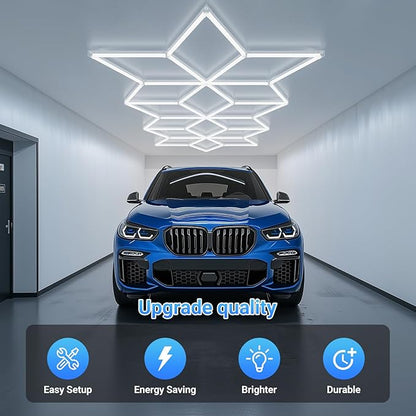 Rhombus LED Garage Light - Hexagonal Snow Lights, 710W 78100LM Super Bright Garage Ceiling Lights, Larger Size Honeycomb Light for Warehouse, Workshop, Gym, Car Basement