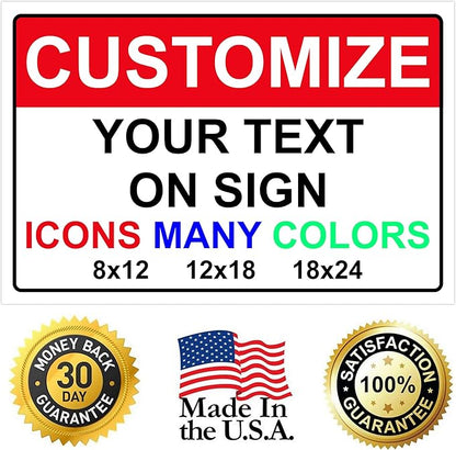 Custom Signs for Outside - Personalized Metal Signs for Outdoors, Home, Airbnb, Office, 12x18 Inch Custom Metal Sign Rust Free, UV Protected, Waterproof and Easy to Install - Made in USA