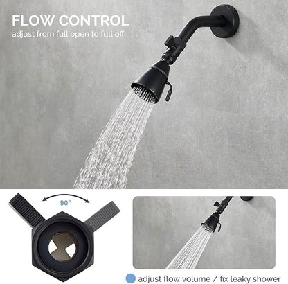 Angle Simple Shower Valve, Brass Water Flow Shut Off Valve for Hand Shower, RV Hose Flow Restrictor, Matte Black