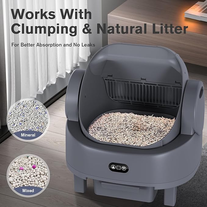 Automatic Cat Litter Box, Electric Large Open-Top Self Cleaning Litter Box for Multiple Cats, Smart APP Control, Multiple Safety Sensors, 1 Rolls Bags & 1 Mat, Arenero para Gatos Autolimpiable