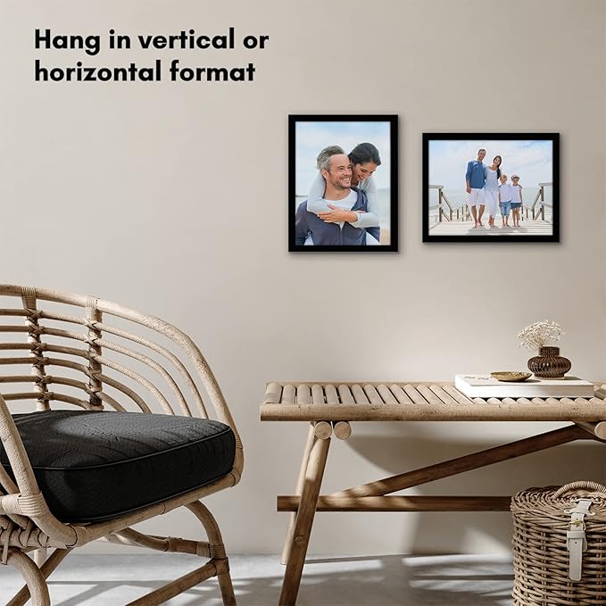 Americanflat 10x13 Picture Frame with Shatter-Resistant Glass - Signature Collection - Gallery-Style Frames Made of Engineered Wood - Photo Frame for Wall Display - Black
