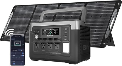OUKITEL P1000 PLUS 1800W Solar Generator with 100W Panel, 1024Wh Power Station 1200W Fast Charging APP Control Emergency LiFePO4 Battery for Home Backup Camping RVs