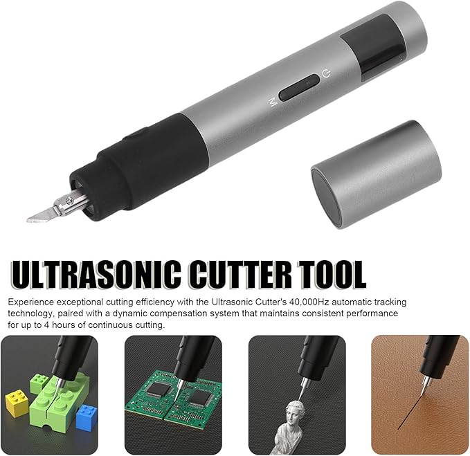 VBESTLIFE 40KHz Ultrasonic Cutter, Handheld Craft Cutting Tool for 3D Prints, PVC, Leather, Type C Power Input and 4 Blades, for DIY, Modeling (FS-S1)