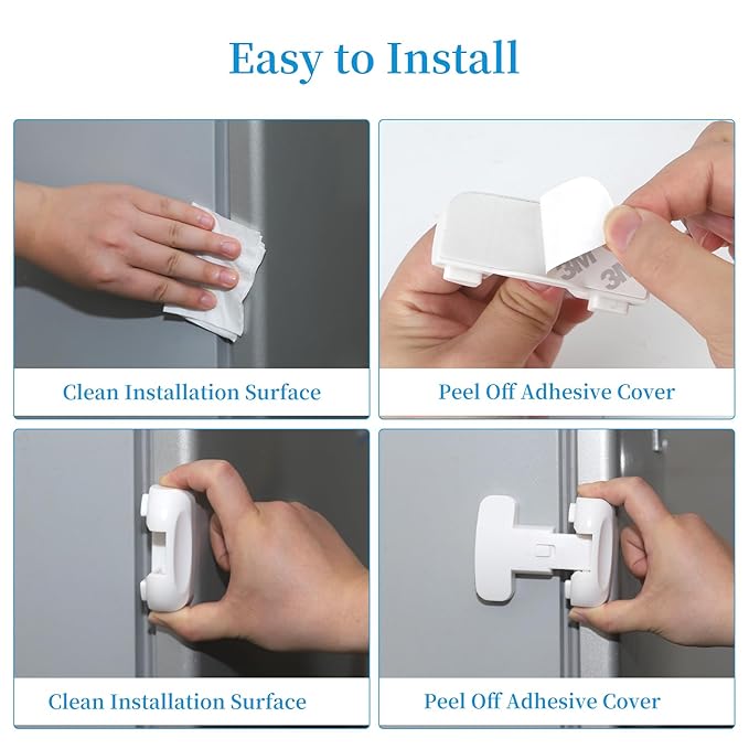 YCT Baby Proof Fridge Lock, Refrigerator Fridge Freezer Door Latch to Keep Closed, Automatically Lock While Closing The Door, Easy to Install (Grey 2PCS)