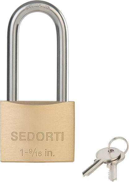 Outdoor Weatherproof Padlock with Stainless Steel Shackle and Solid Brass Body, Marine Grade Rustproof Long Lock for Sheds, Storage Unit School Gym Locker, Fence, Toolbox, Hasp Storage