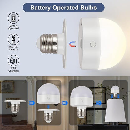 Depuley Battery Operated Wall Sconce: Rechargeable Wall Lamp Set of 2 with Remote and Dimmable Bulb for Home Decor - Wireless Wall Lights with 15 Colors for Bedroom E26 Base Fabric Shade Black