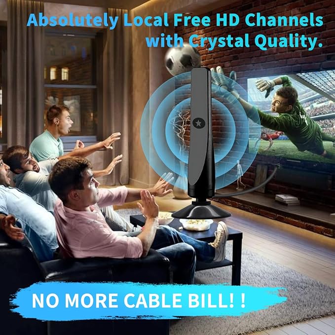 TV Antenna, Amplified HD Digital TV Antenna,for Long Range Reception,All Smart HD Digital Antennas with Amplifier Signal Booster for Local Channels Supports 4K 1080P,with High Performance Coax Cable-T
