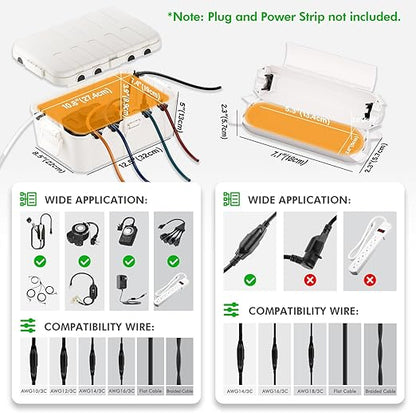 RESTMO 5-Piece Outdoor Waterproof Electrical Box Set – 12.5" x 8.5" x 5" Large & 7.1" x 2.3" x 2.3" Small, Weatherproof Boxes for Power Strip, Outlet, Plug, Socket, Timer, Holiday Light, White