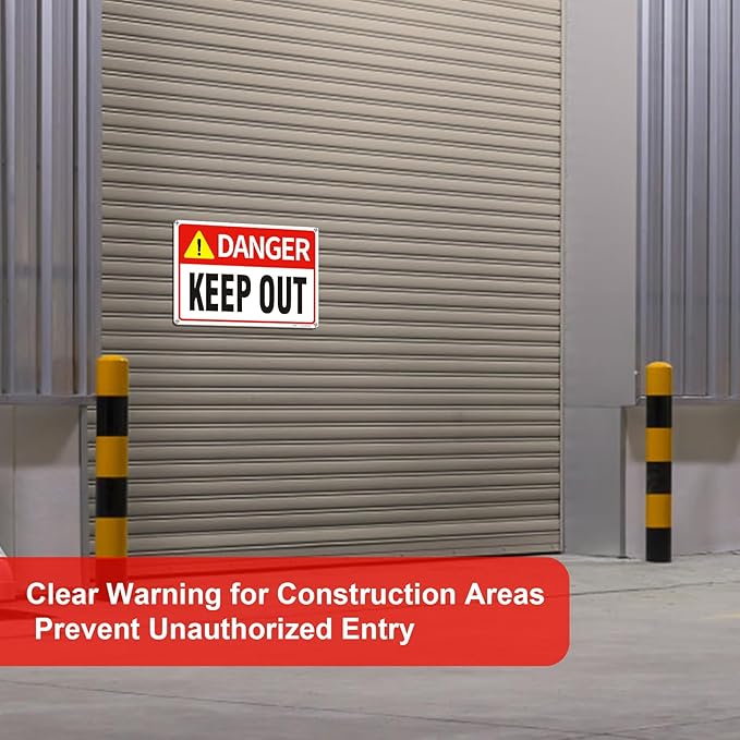 Danger Keep Out Sign – 3 Pack 14x10 Inch Aluminum Metal Safety Signs, Rust Free, UV Protected, Easy to Mount for Construction, Hazard, and Restricted Areas (3)