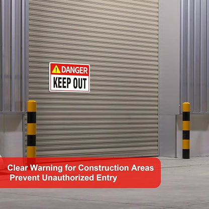Danger Keep Out Sign – 3 Pack 14x10 Inch Aluminum Metal Safety Signs, Rust Free, UV Protected, Easy to Mount for Construction, Hazard, and Restricted Areas (3)
