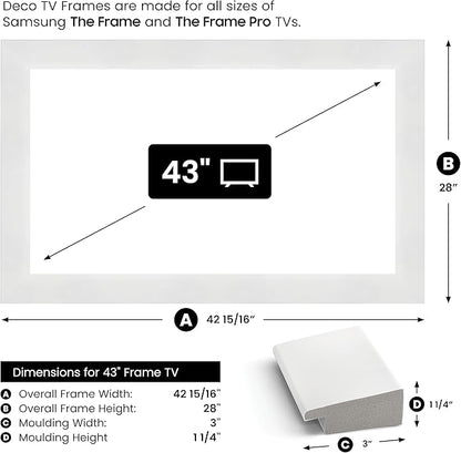 Gloss White 43" Premiere Deco TV Frame - Compatible ONLY with Samsung The Frame TVs (Fits 2021-2025, LS03A, LS03B, LS03C, LS03D, LS03FA)