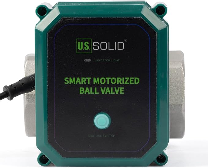 U.S. Solid 1-1/4" Smart Motorized Ball Valve - Remote App Mobile Control Stainless Steel Electrical Ball Valve with Manual Switch, 5V DC USB Connection
