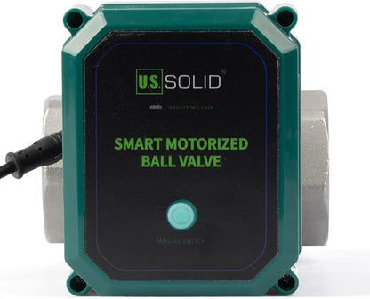 U.S. Solid 1-1/4" Smart Motorized Ball Valve - Remote App Mobile Control Stainless Steel Electrical Ball Valve with Manual Switch, 5V DC USB Connection