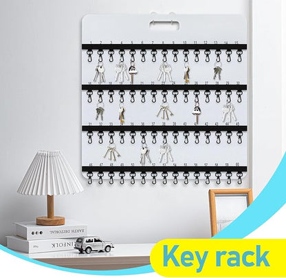 24'' x 24'' Key Rack Wall Mount with 38 Numbered Self Closing Hooks Felt Key Holder Board Storage for Car Dealer Property Manager Valet Parking Residential Small Businesses