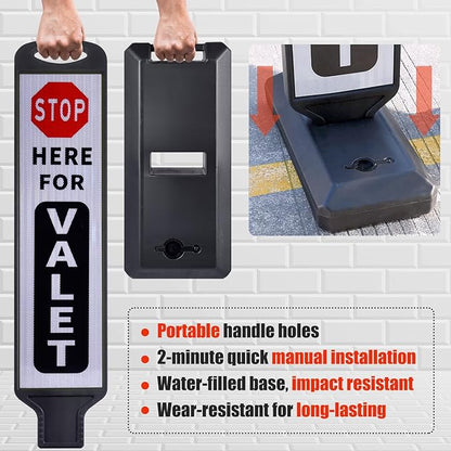 2 Pack 43" x 9.6" inch Double Sided Pedestrian Crosswalk Sign, 21.8" x 9.6" x 4" Durable HDPE Water Filled Base, Portable High Visibility Reflective Traffic Safety Parking STOP Signs (White-2Pack)