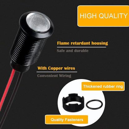 5pcs 12mm 12V-24V LED Indicator Light Plastic Black Signal Dot Lamp 12V-24V 1/2 inches Mounting Hole Size with 15cm/5.9in. Wire (Mix:Red White Yellow Blue Green)