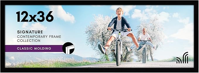 Americanflat 12x36 Picture Frame with Polished Plexiglass - Signature Collection - Gallery-Style Frames Made of Engineered Wood - Photo Frame for Wall Display - Black