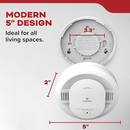 Kidde Smoke Detector, 10-Year Battery Powered, LED Warning Light Indicators, 20SD10, 2 Pack