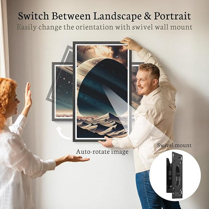 BSIMB 32 Inch Large Digital Picture Frame, Touchscreen 64GB 1920x1080 FHD WiFi Photo Frame Electronic Display Remote Control, Share Pictures/Videos via App/USB/SD Easy Setup Gifts for Mom, Black Wood