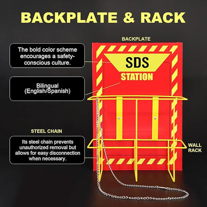 MSDS Yellow Heavy Duty 3 Inch Material Safety Data Sheet 3 Ring Binder with SDS Wire Rack, Display Sign, Chain, Safety Posters, Labels, Wall Mount