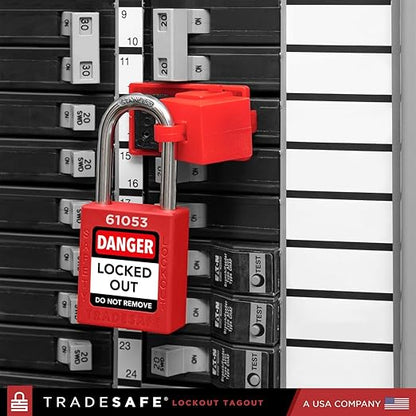 TRADESAFE Lockout Tagout Locks Set - 10 Red Loto Locks, Lockout Locks Keyed Different, 1 Key Per Lock, OSHA Compliant Lock Out Tag Out Padlocks, Safety Padlocks for Electrical Lockout Tag Out Kits