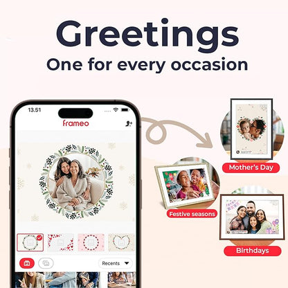 Digital Picture Frame, 10.1'' Frameo Digital Frame Wifi, 32GB Memory, 1280*800 HD Touch Screen Digital Photo Frame, Wall Mountable, Share Instantly, Birthday Gifts for Women, Mom Gift, Chocolate Brown