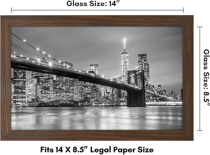 Americanflat 8.5x14 Picture Frame with Shatter-Resistant Glass - Signature Collection - Gallery-Style Frames Made of Engineered Wood - Photo Frame for Wall Display - Walnut
