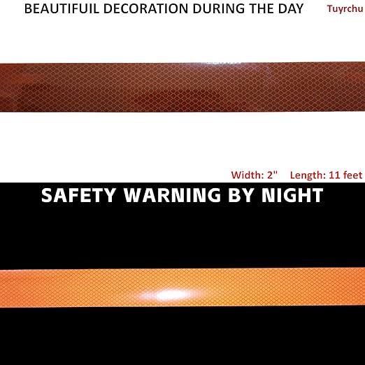 Non Fading Brown Reflective Tape Outdoor Waterproof 2 inch Wide, High Visibility Warning Safety Industrial Marking Tape (11 feet)