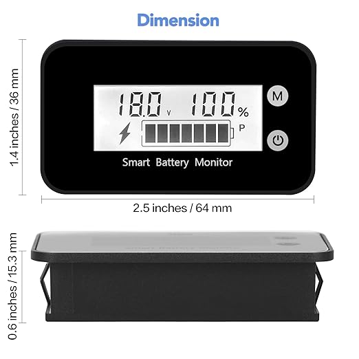Waterproof Battery Monitor with Bracket 7-100V,Car Motorcycle Golf cart Meter Digital Battery Capacity Remaining Capacity Percentage Tester with Buzzer Alarm and Temperature (White)