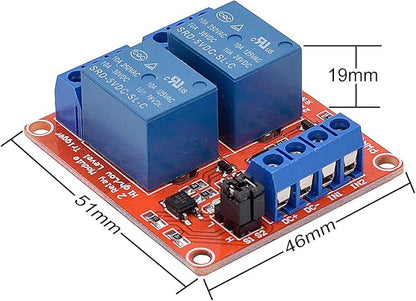 [2-Pack] DC 5V Relay Module 2-Channel Relay Switch with Optocoupler Isolation High/Low Level Trigger