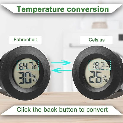 Reptile Thermometer and Humidity Gauge Digtal Terrarium Thermometer Circular Bearded Dragon Cage Accessories Reptile Temp and Humidity Gauge for Leopard Gecko Hermit Crab Gecko Lizard Etc 4pc