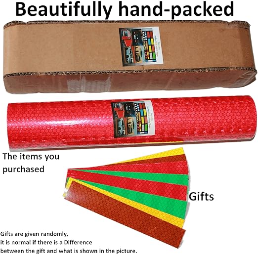 Red Reflective Tape Outdoor Waterproof 12 inch, High Visibility Warning Industrial Marking Tape, Safety Stickers (11 feet)