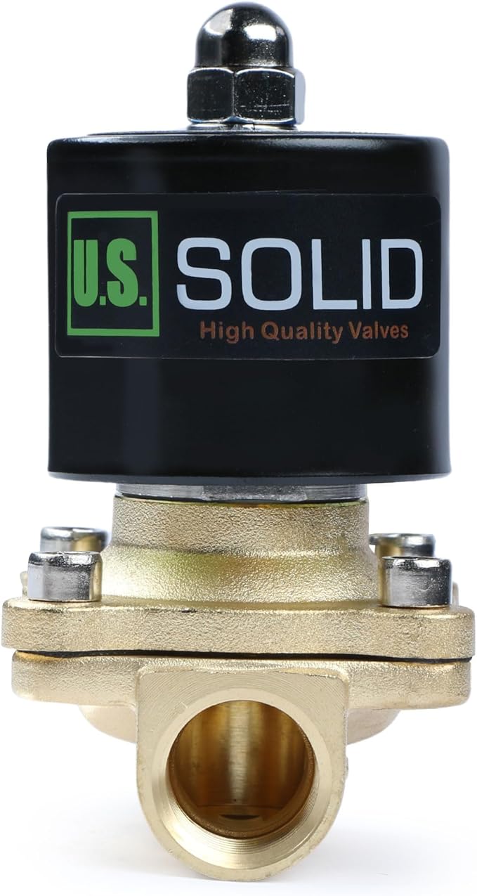 U.S. Solid 1/2" Brass Electric Solenoid Valve110VAC VITON SEAL N.C. (Air, Gas, Fuel...)