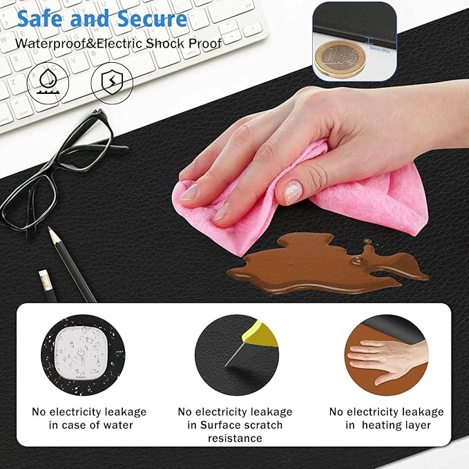 Heated Desk Pad Mouse Pad - Warm Desk Pad,Electric Heating Pad with 3 Heating Levels & 4 Hours Auto Shut-Off,31.5 x 13 inchExtended Edition Gaming Mou